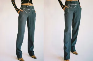 Charcoal Low Rise Suit Trouser