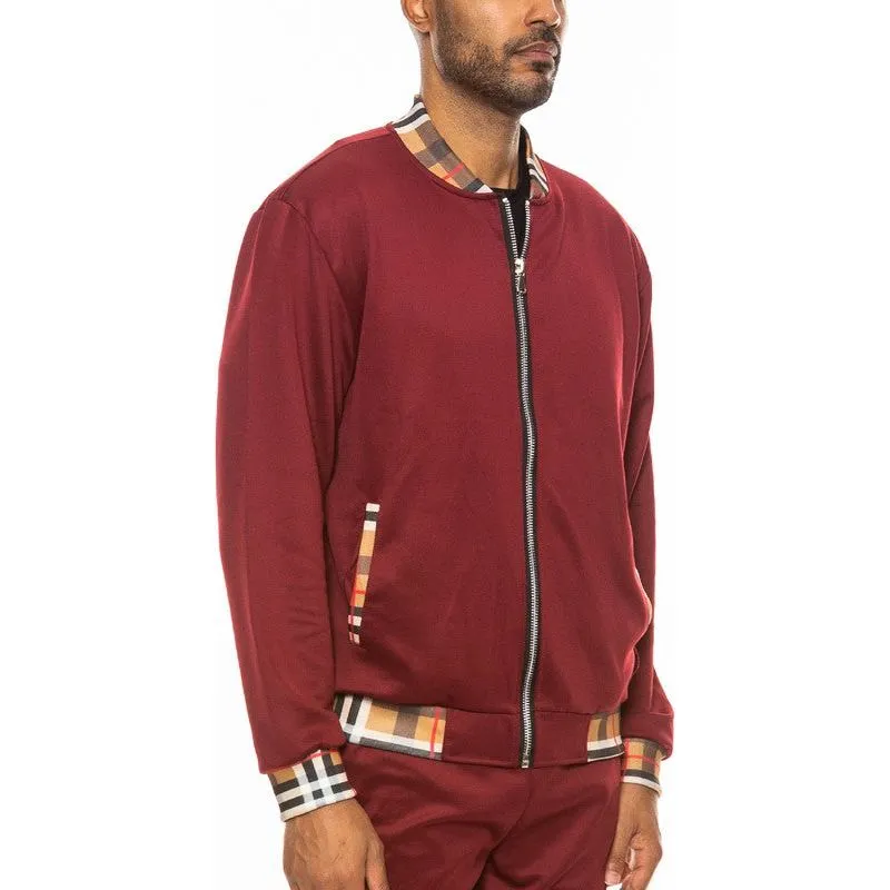 Checkered Plaid Full Zip Track Jacket