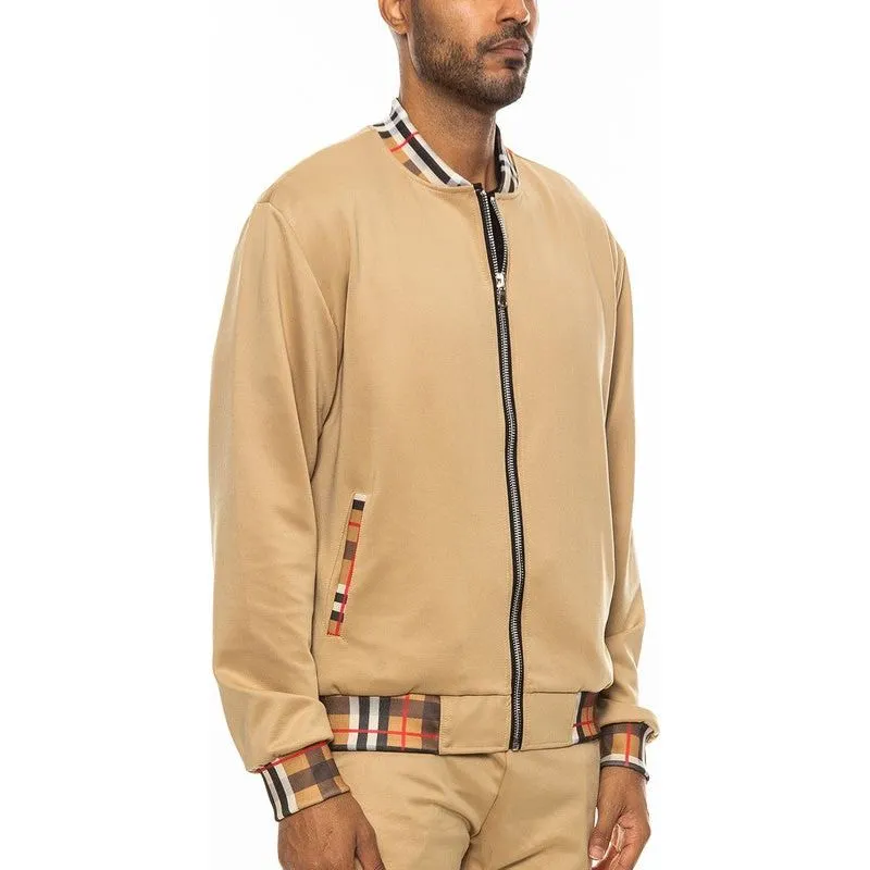 Checkered Plaid Full Zip Track Jacket