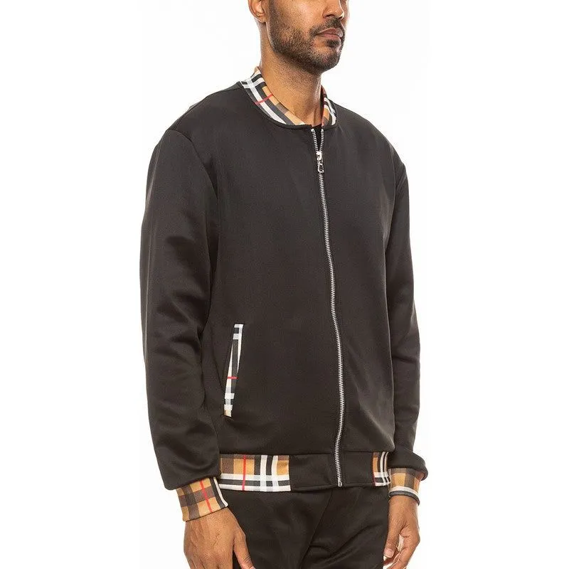 Checkered Plaid Full Zip Track Jacket