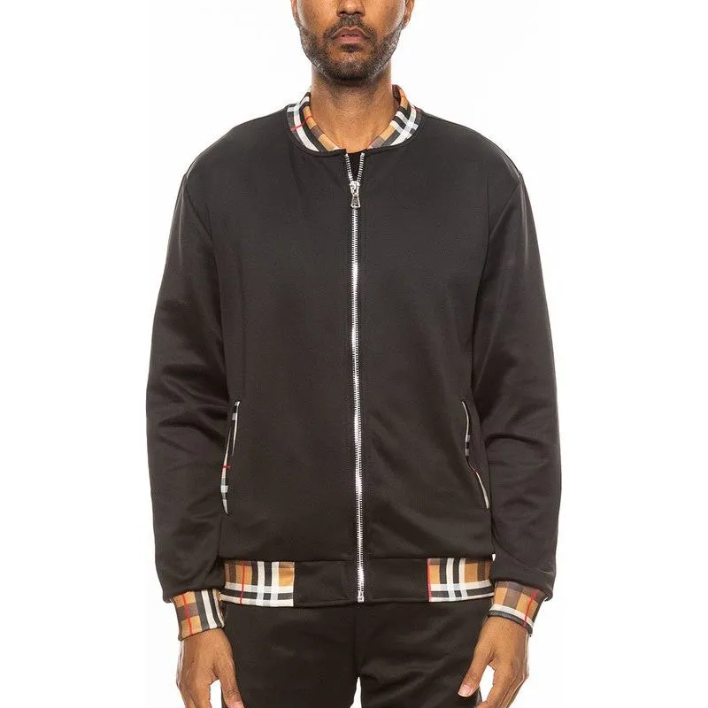 Checkered Plaid Full Zip Track Jacket