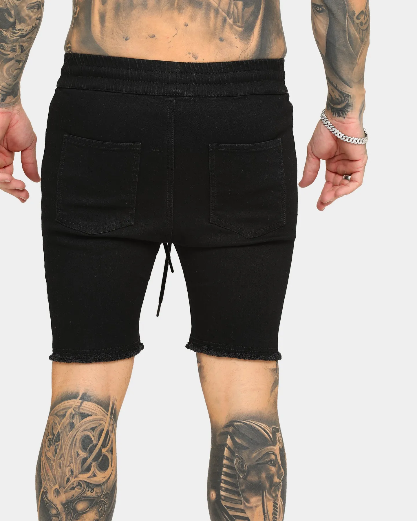 ENES Gunner Skinny Ripped Shorts Black