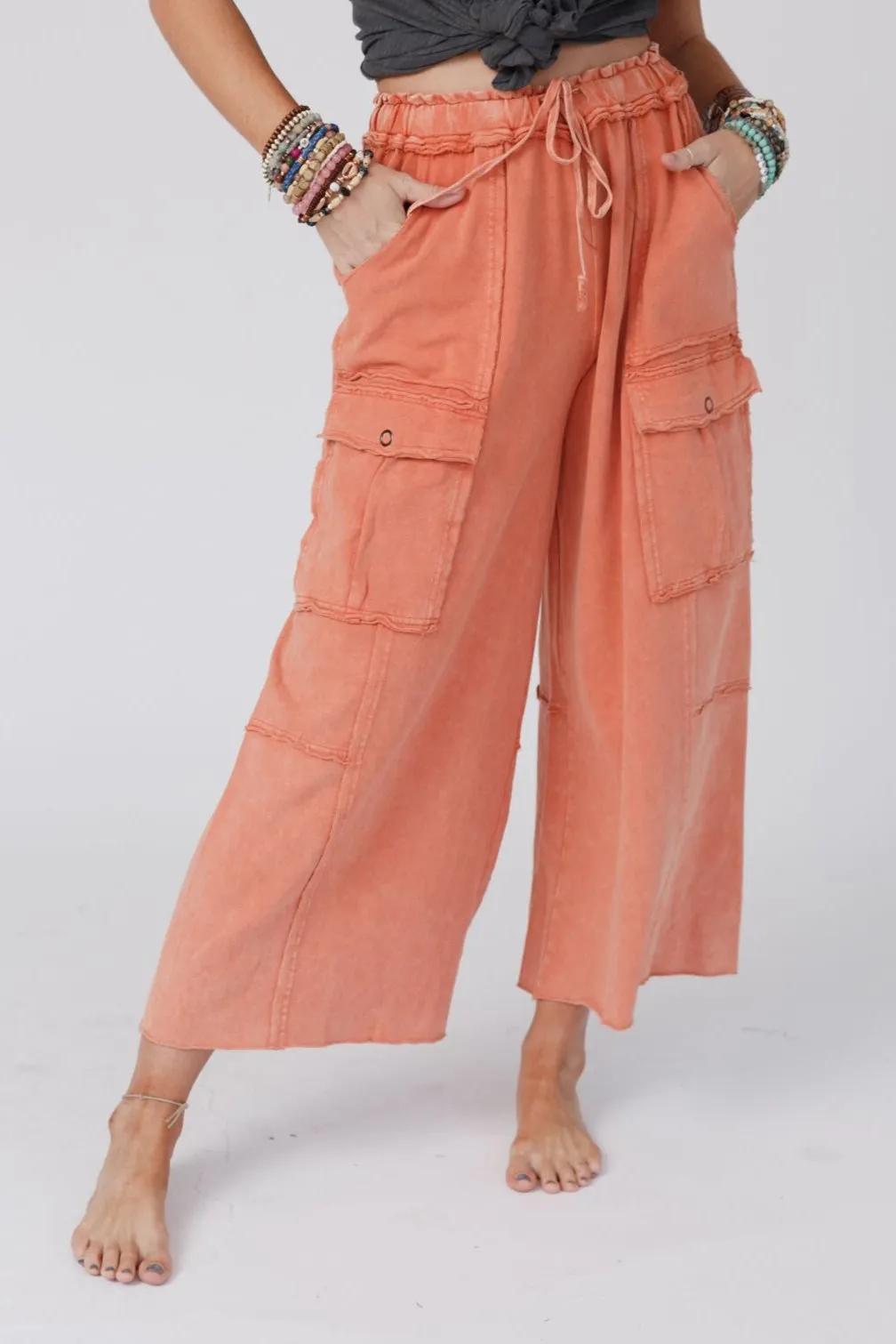 Game On Cargo Wide Leg Pant - Burnt Orange