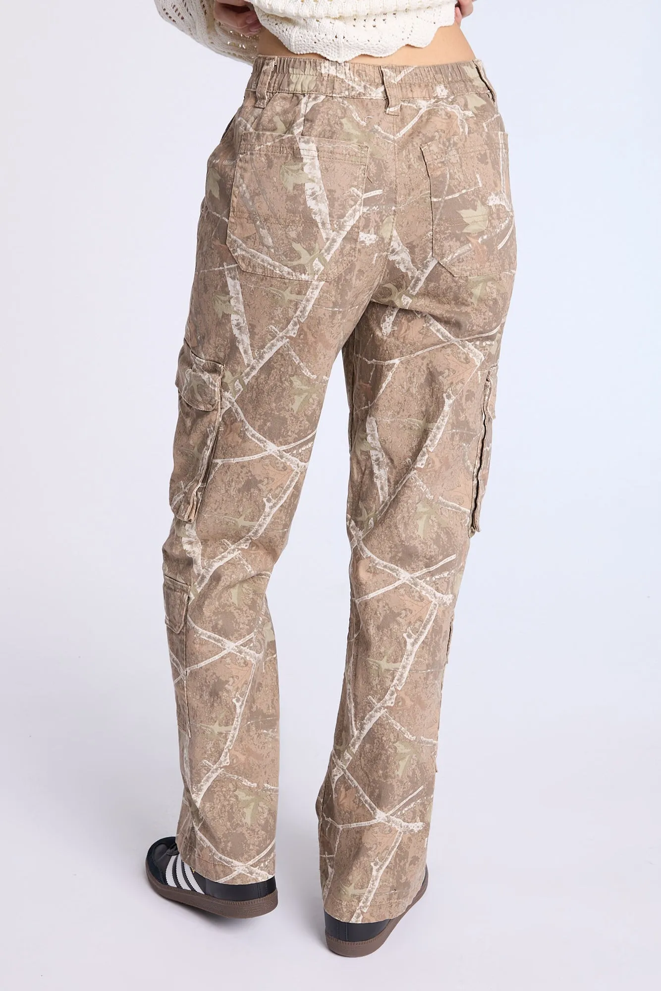 High Rise Cargo Twill Pants