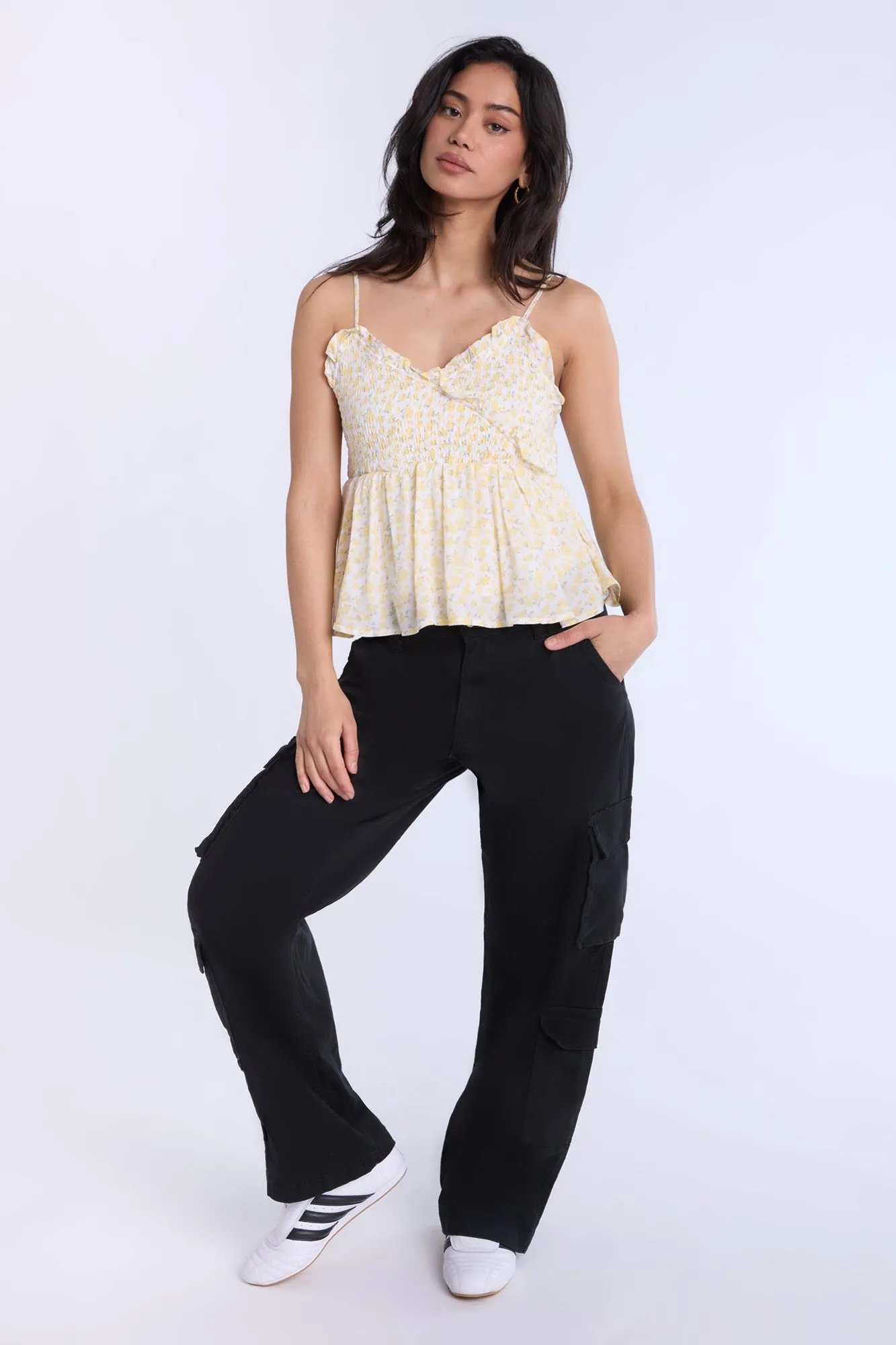 High Rise Cargo Twill Pants