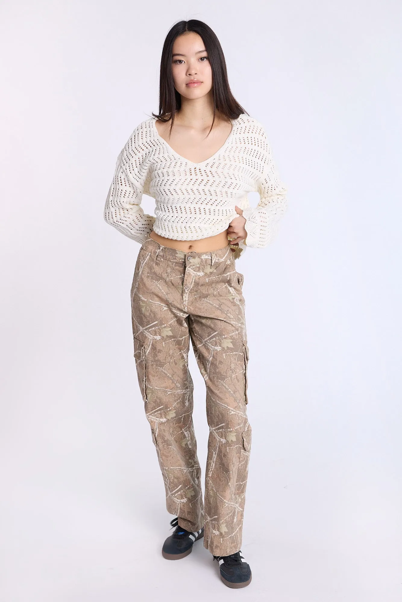 High Rise Cargo Twill Pants