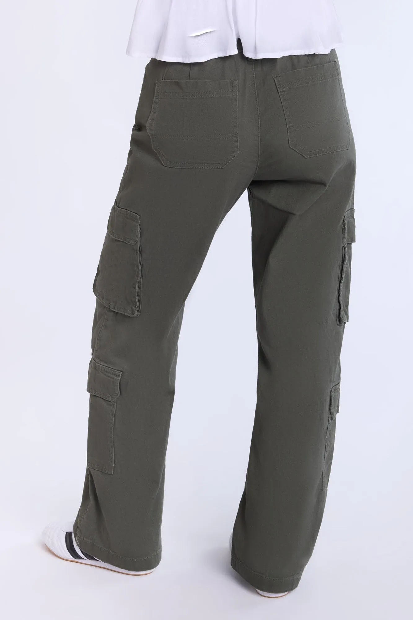 High Rise Cargo Twill Pants