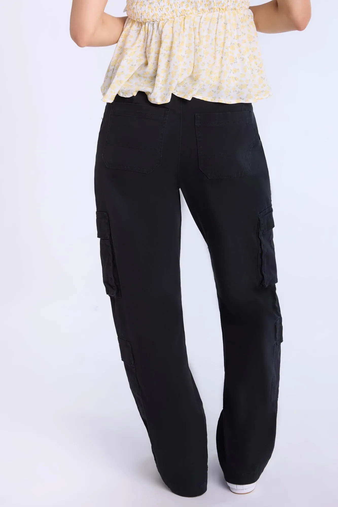 High Rise Cargo Twill Pants