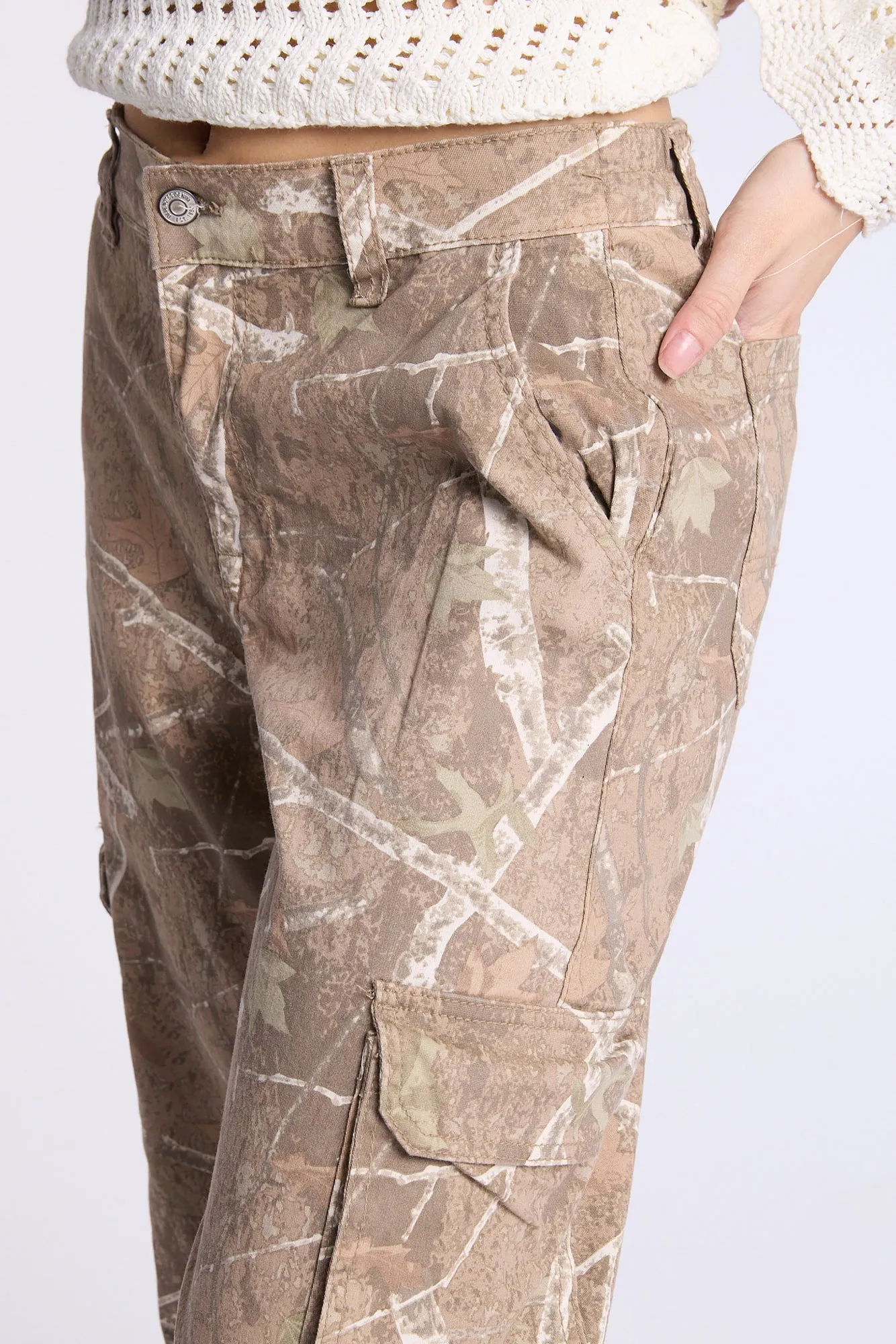 High Rise Cargo Twill Pants