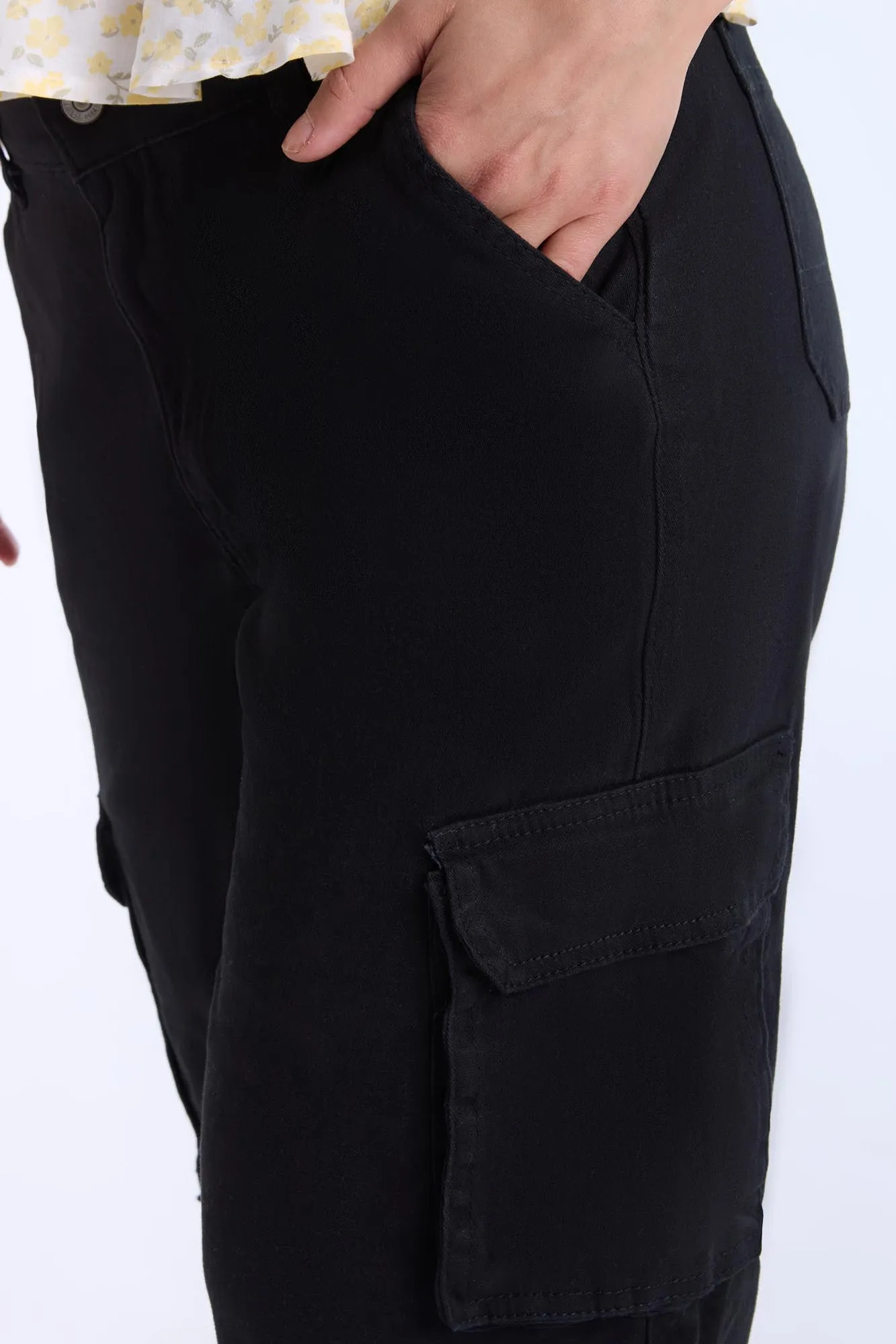 High Rise Cargo Twill Pants