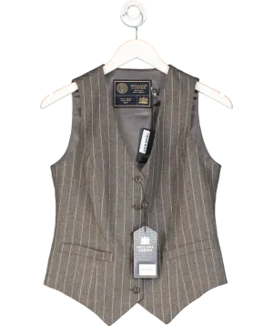 Holland Cooper Hampton Waistcoat Soft Grey Pinstripe UK 10