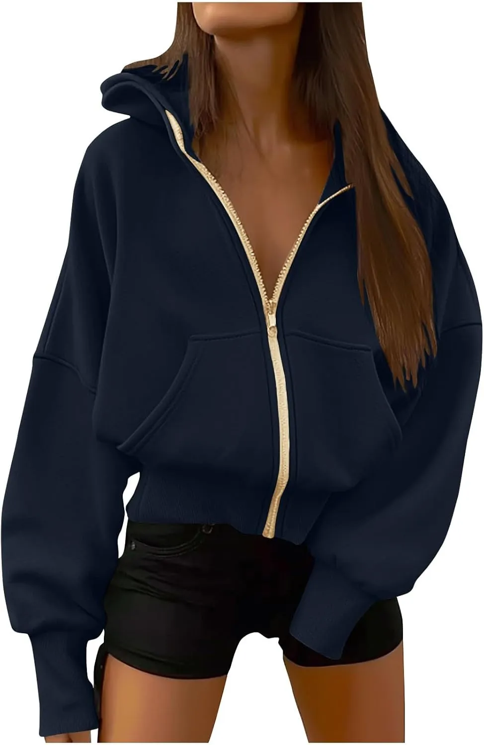 Hoodies For Women Full Zip Up Oversized Sweatshirts Casual Long Sleeve Track Jackets With Pockets 2024 Fall Outfits