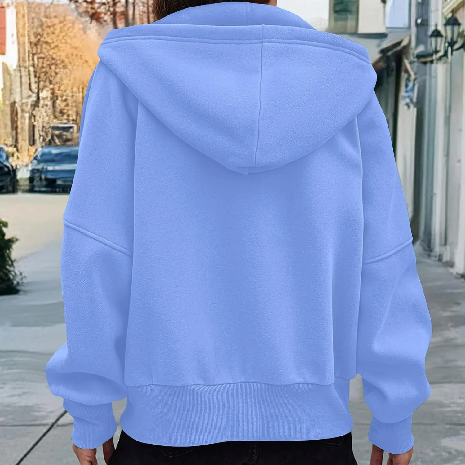 Hoodies For Women Full Zip Up Oversized Sweatshirts Casual Long Sleeve Track Jackets With Pockets 2024 Fall Outfits