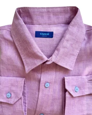 MALLORCA Linen Shirt - Dark Pink /Baby Blue