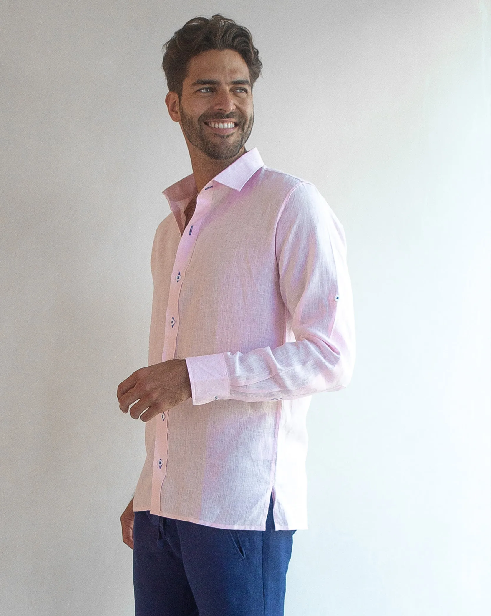 MALLORCA Linen Shirt - Pink/Lilac