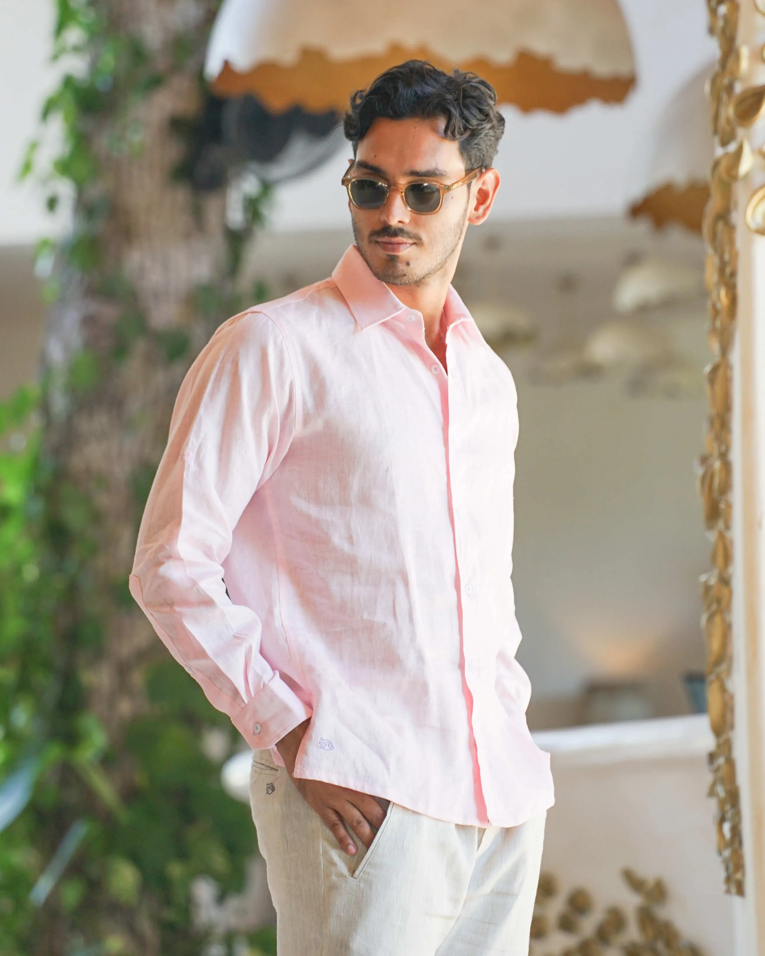 MALLORCA Linen Shirt - Pink/Lilac