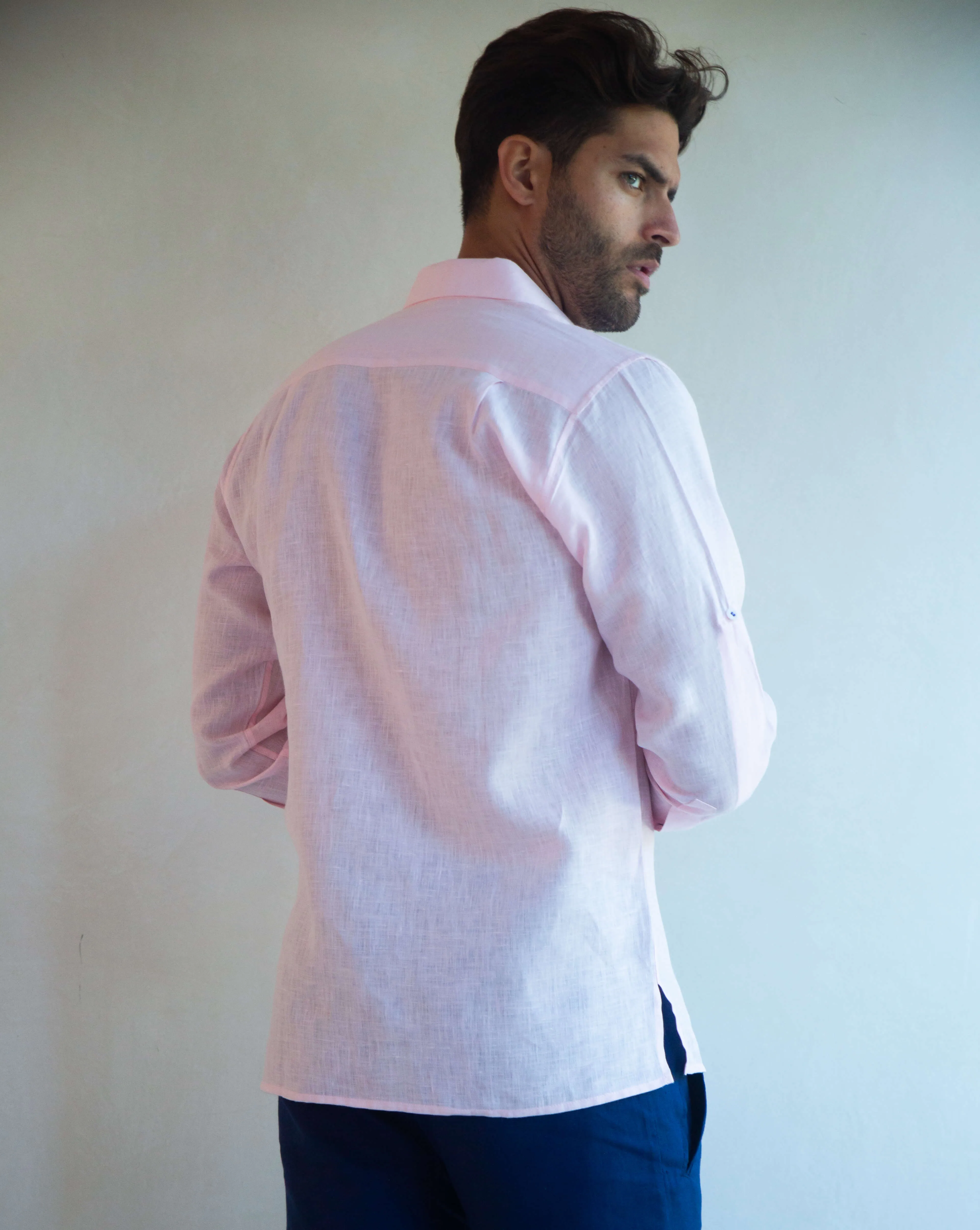 MALLORCA Linen Shirt - Pink/Lilac