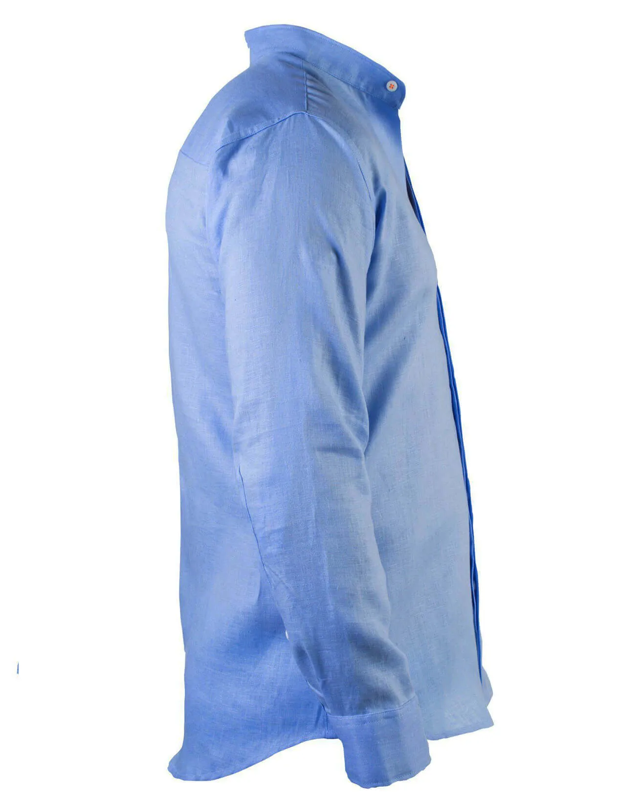 MENORCA Linen Shirt - Blue Sky/Neon Orange
