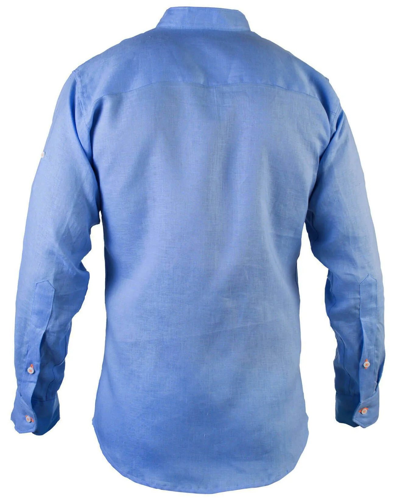 MENORCA Linen Shirt - Blue Sky/Neon Orange