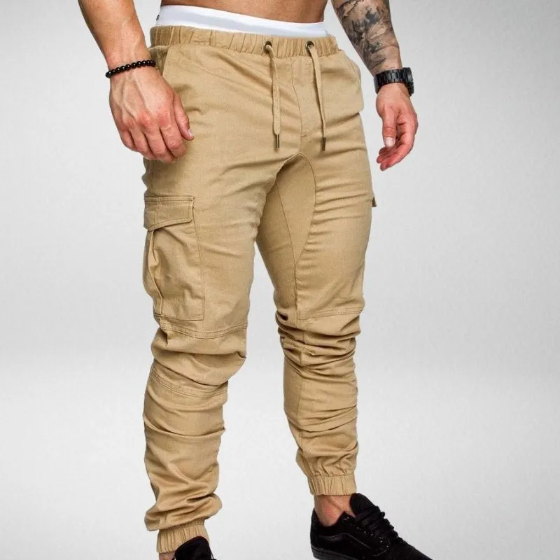 Men's Cargo Jogger Pants - Elastic Waist - Tapered Fit - Multiple Pockets