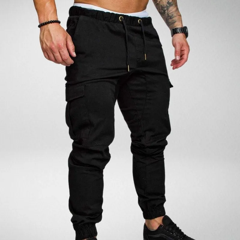 Men's Cargo Jogger Pants - Elastic Waist - Tapered Fit - Multiple Pockets