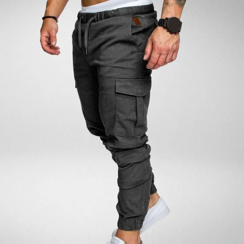 Men's Cargo Jogger Pants - Elastic Waist - Tapered Fit - Multiple Pockets