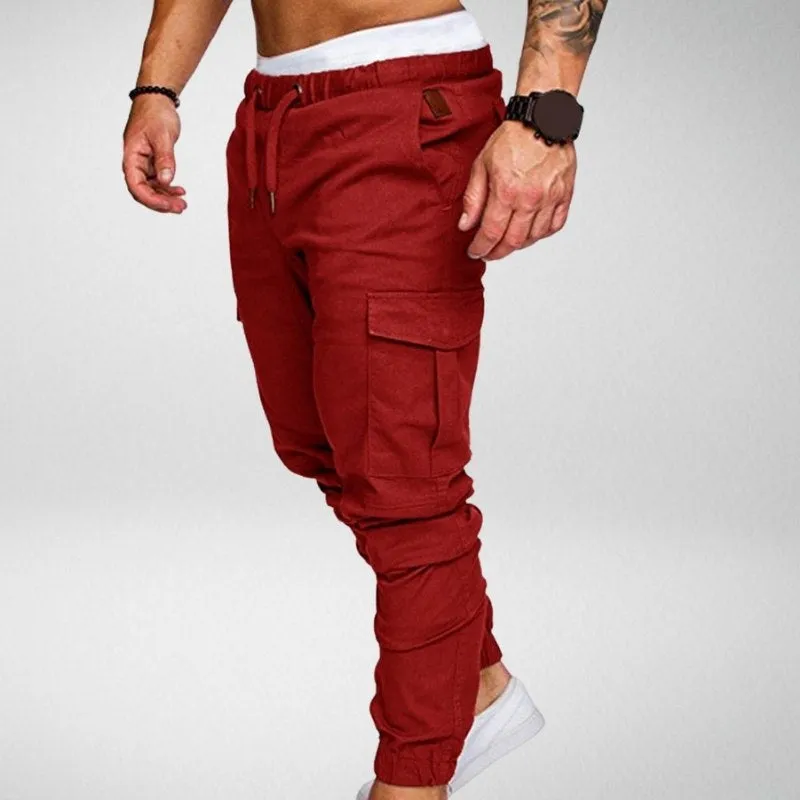 Men's Cargo Jogger Pants - Elastic Waist - Tapered Fit - Multiple Pockets