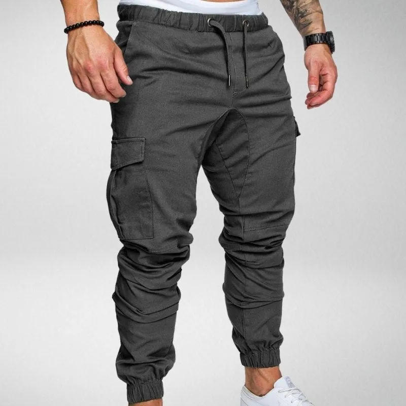 Men's Cargo Jogger Pants - Elastic Waist - Tapered Fit - Multiple Pockets