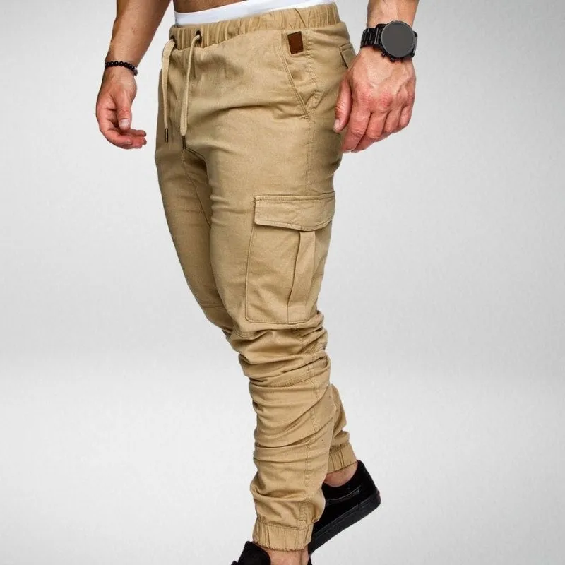 Men's Cargo Jogger Pants - Elastic Waist - Tapered Fit - Multiple Pockets