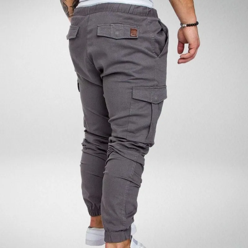 Men's Cargo Jogger Pants - Elastic Waist - Tapered Fit - Multiple Pockets