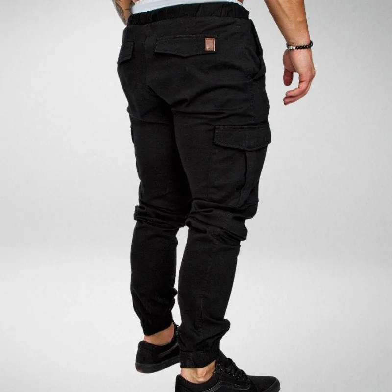 Men's Cargo Jogger Pants - Elastic Waist - Tapered Fit - Multiple Pockets