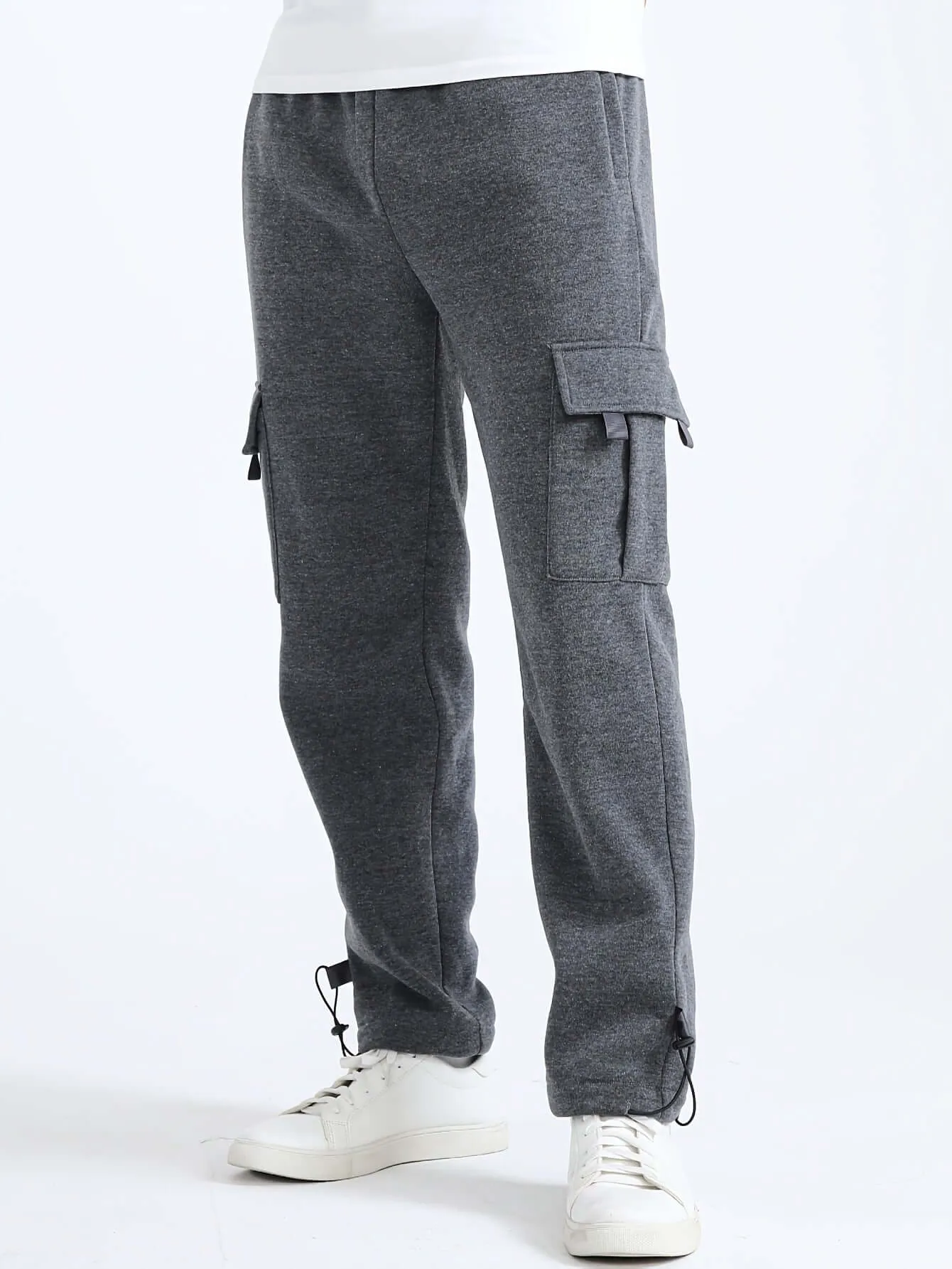 Men's Fleece Cargo Pants with Multiple Pockets