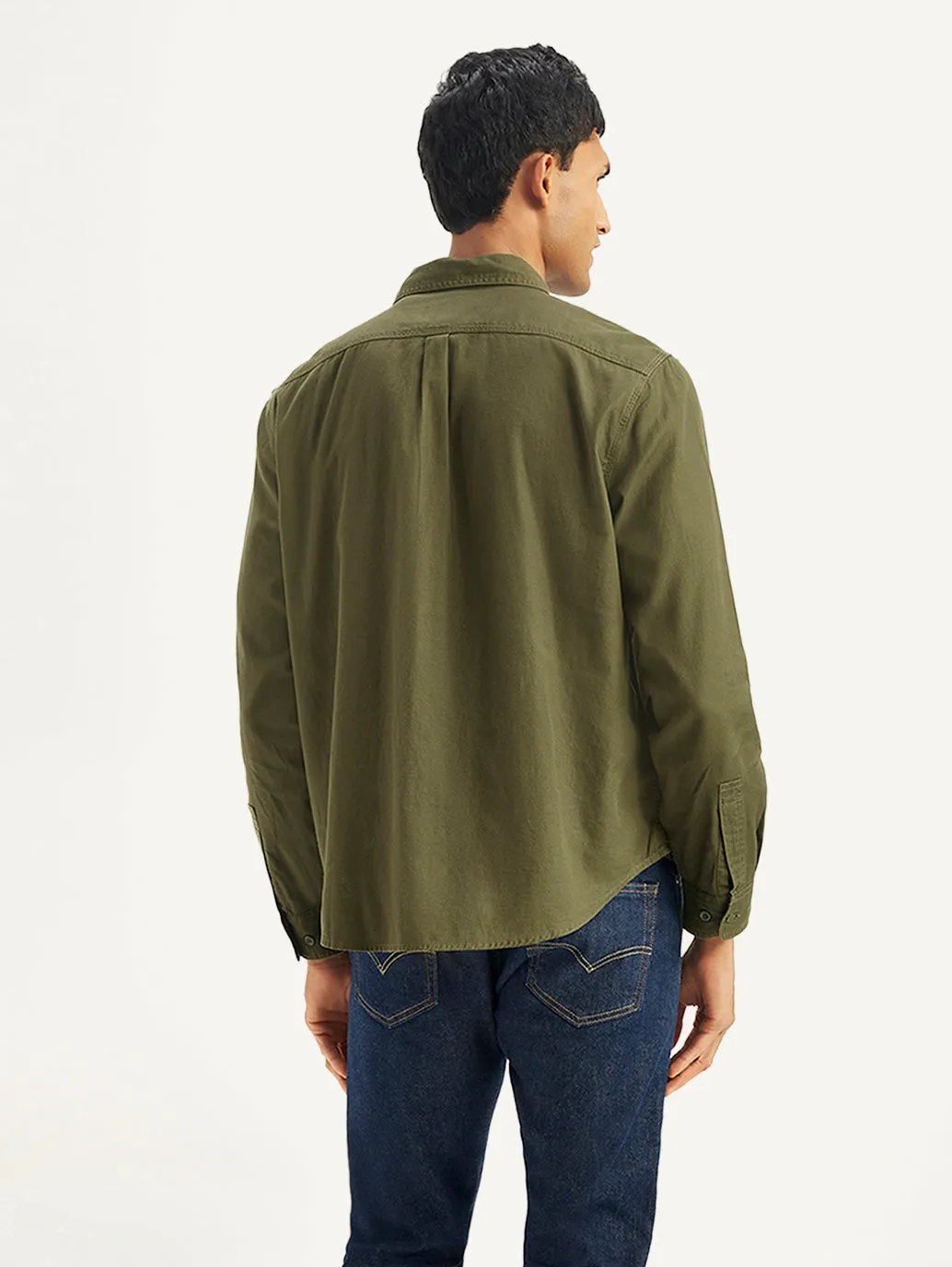 Men's Solid Regular Fit Denim Shirt