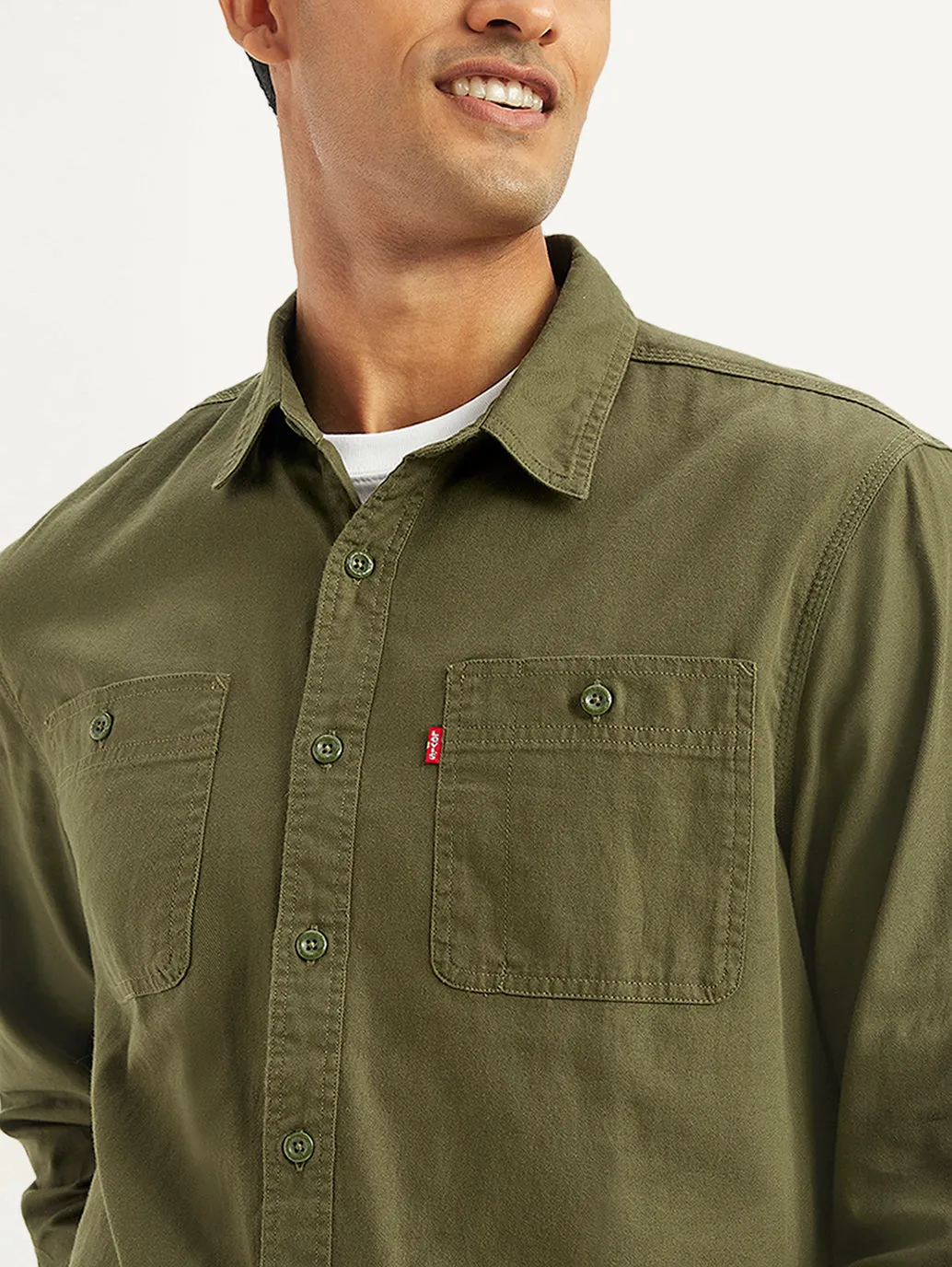 Men's Solid Regular Fit Denim Shirt