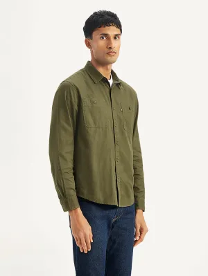 Men's Solid Regular Fit Denim Shirt
