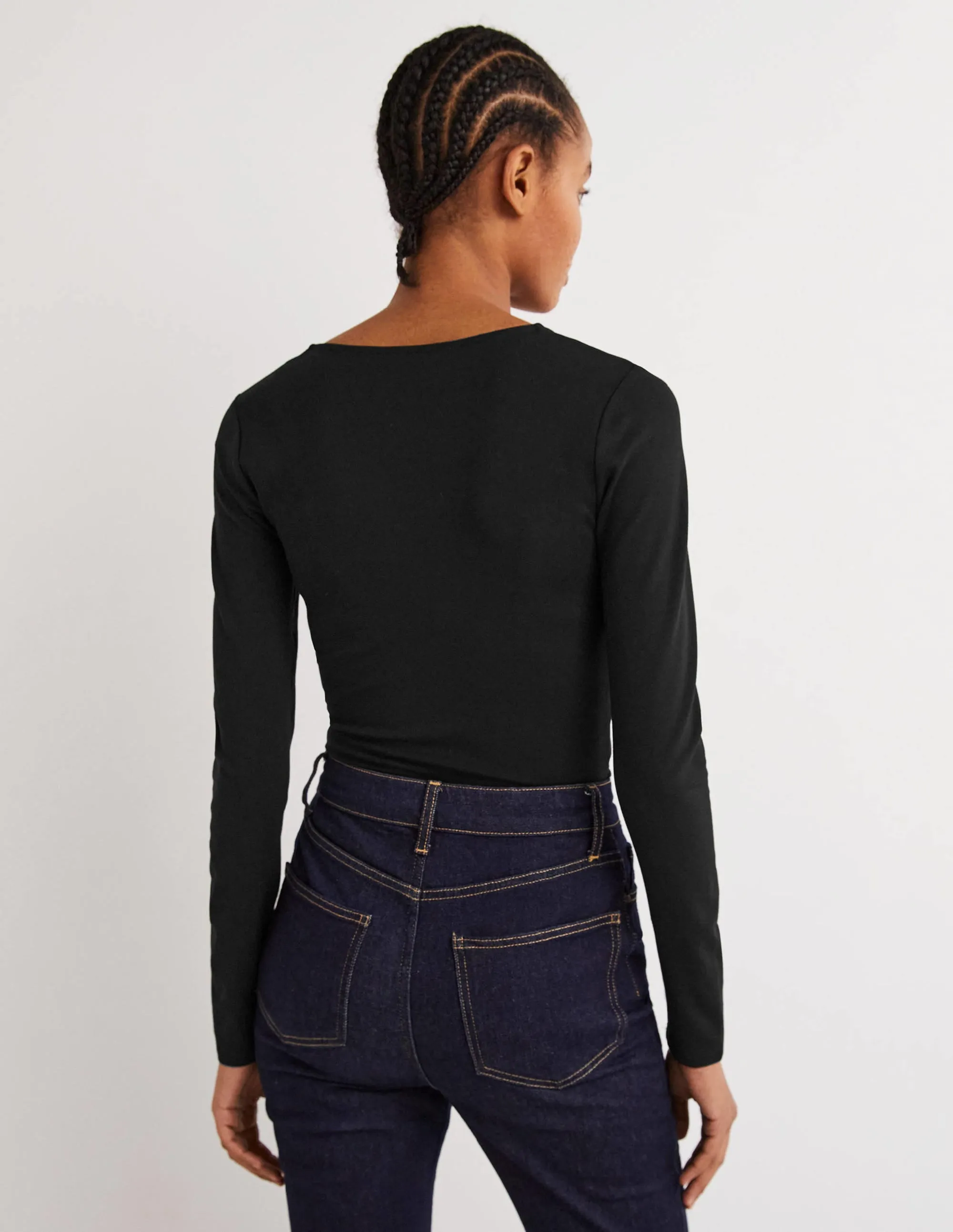 Ponte Twist Front Jersey Top-Black