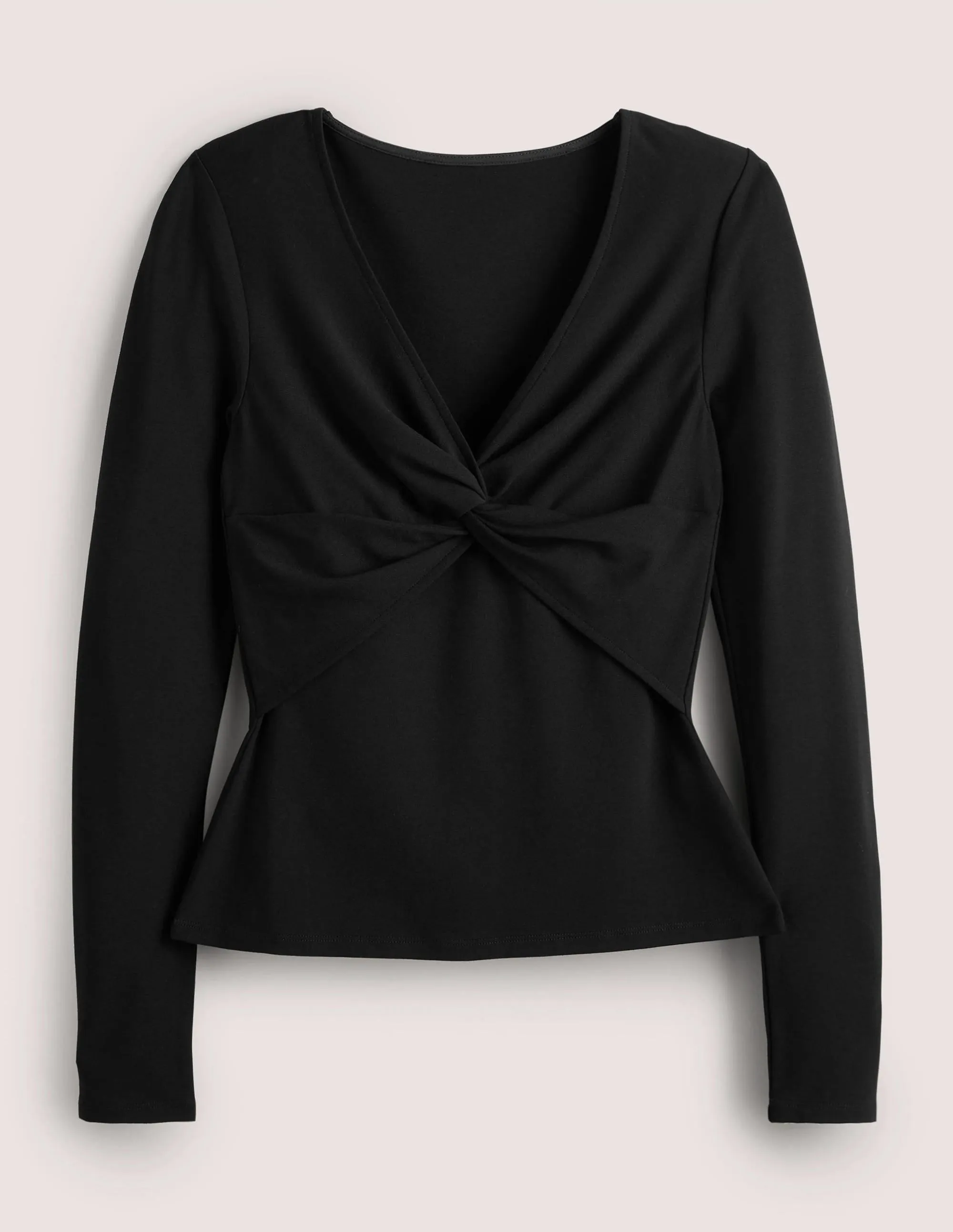 Ponte Twist Front Jersey Top-Black
